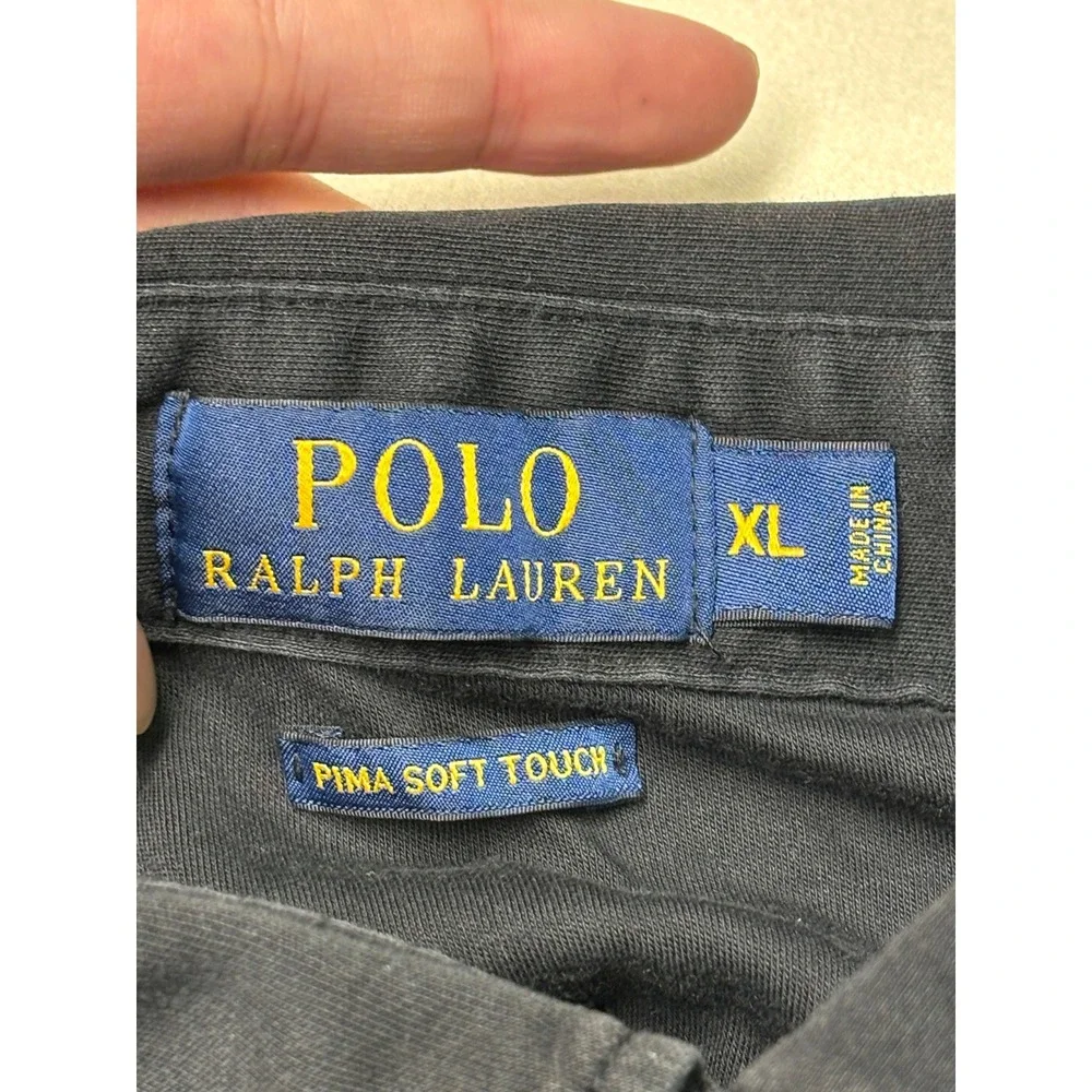 Polo Ralph Lauren Mens XL Black Pima Soft Touch Cotton Short Sleeve Polo Shirt